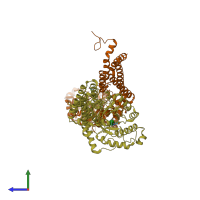 PDB entry 5diy coloured by chain, side view.