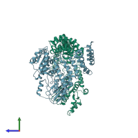 PDB entry 5diz coloured by chain, side view.