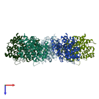 PDB entry 5dj4 coloured by chain, top view.