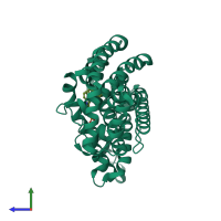 PDB entry 5djp coloured by chain, side view.