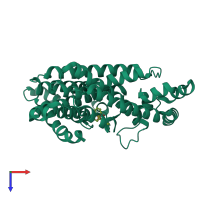 PDB entry 5djp coloured by chain, top view.