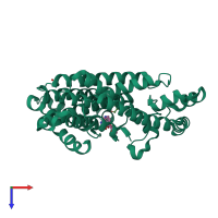 PDB entry 5djr coloured by chain, top view.