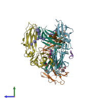 PDB entry 5djx coloured by chain, side view.