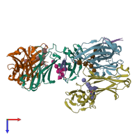 PDB entry 5djx coloured by chain, top view.