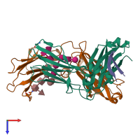 PDB entry 5djy coloured by chain, top view.