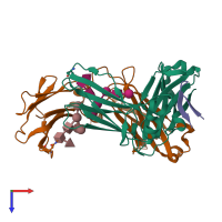 PDB entry 5dk0 coloured by chain, top view.