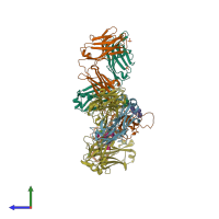 PDB entry 5dk3 coloured by chain, side view.