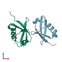 PDB entry 5dk8 coloured by chain, front view.