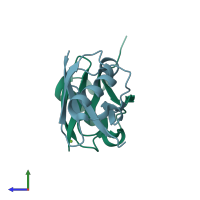 PDB entry 5dk8 coloured by chain, side view.