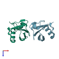 PDB entry 5dk8 coloured by chain, top view.