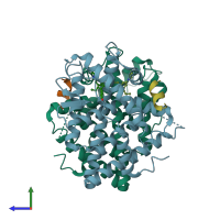 PDB entry 5dk9 coloured by chain, side view.
