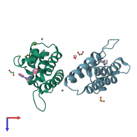 PDB entry 5dkd coloured by chain, top view.