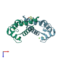 PDB entry 5dkr coloured by chain, top view.