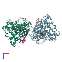 PDB entry 5dkw coloured by chain, top view.