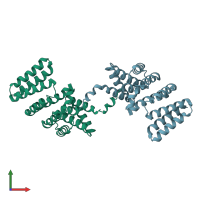 PDB entry 5dl2 coloured by chain, front view.