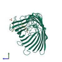 PDB entry 5dl5 coloured by chain, side view.