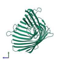 PDB entry 5dl6 coloured by chain, side view.