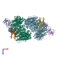 PDB entry 5dlq coloured by chain, top view.