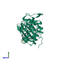 PDB entry 5dls coloured by chain, side view.