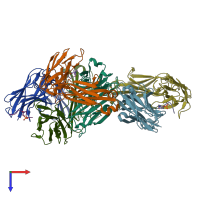 PDB entry 5dmg coloured by chain, top view.