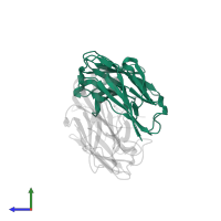 RB86 antibody Fab fragment heavy chain in PDB entry 5dmg, assembly 1, side view.