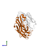 RB86 antibody Fab fragment light chain in PDB entry 5dmg, assembly 1, side view.