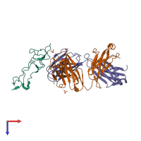 PDB entry 5dmi coloured by chain, top view.