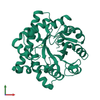 PDB entry 5dml coloured by chain, front view.