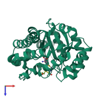 PDB entry 5dmm coloured by chain, top view.