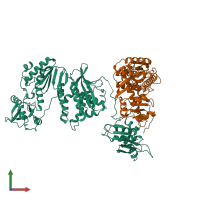 PDB entry 5dmq coloured by chain, front view.