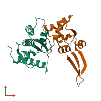 PDB entry 5dmr coloured by chain, front view.