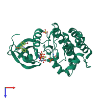 PDB entry 5dn3 coloured by chain, top view.