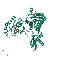 PDB entry 5dn8 coloured by chain, front view.