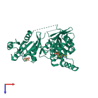 PDB entry 5dn8 coloured by chain, top view.