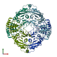 PDB entry 5dne coloured by chain, front view.