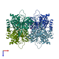 PDB entry 5dne coloured by chain, top view.