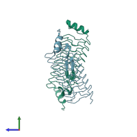 PDB entry 5dns coloured by chain, side view.