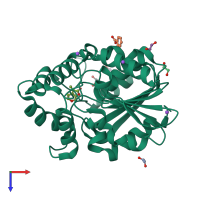 PDB entry 5dnu coloured by chain, top view.