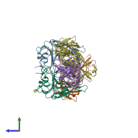 PDB entry 5do2 coloured by chain, side view.