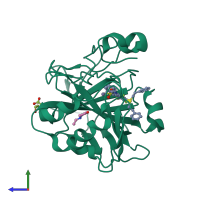 PDB entry 5dog coloured by chain, side view.