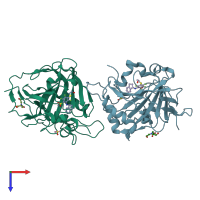PDB entry 5doh coloured by chain, top view.