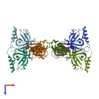 PDB entry 5doi coloured by chain, top view.