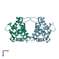 PDB entry 5dok coloured by chain, top view.