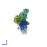 PDB entry 5dou coloured by chain, side view.