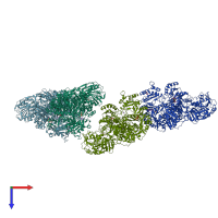 PDB entry 5dou coloured by chain, top view.