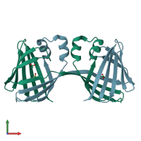 PDB entry 5dpq coloured by chain, front view.