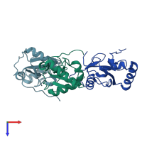 PDB entry 5dps coloured by chain, top view.