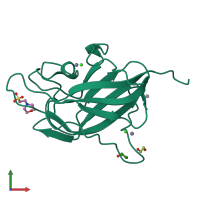 PDB entry 5dq0 coloured by chain, front view.