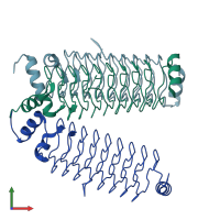 PDB entry 5dqa coloured by chain, front view.