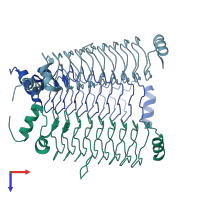 PDB entry 5dqa coloured by chain, top view.